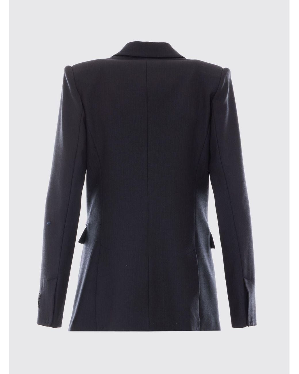 Pinko Blue Double-Breasted Slim Fit Wool Blend Blazer With Peak Lapels