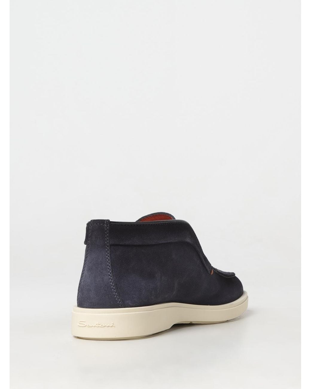 Santoni Blue Suede Chukka Boots for men