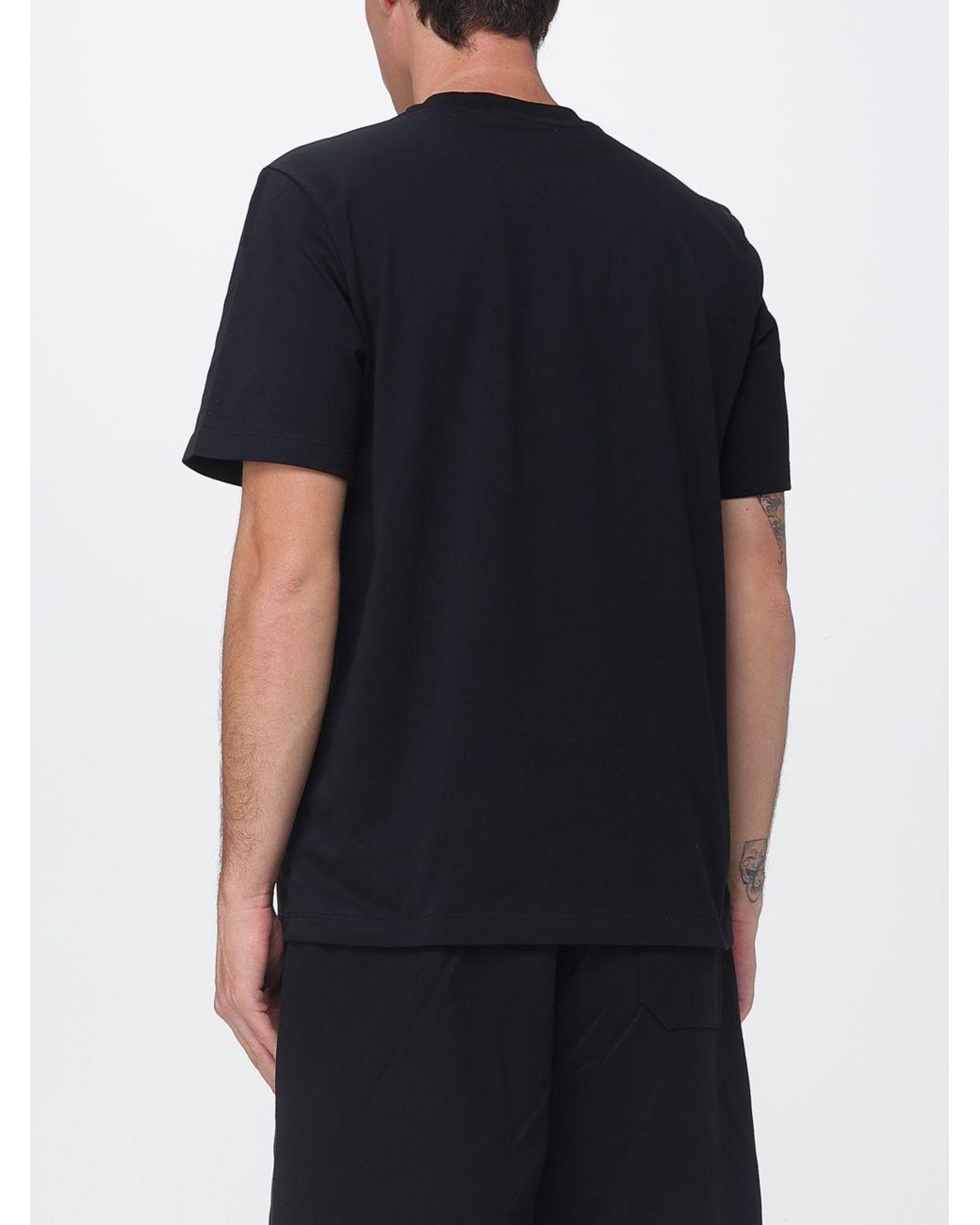 MSGM Black Cotton T-Shirt With Logo for men