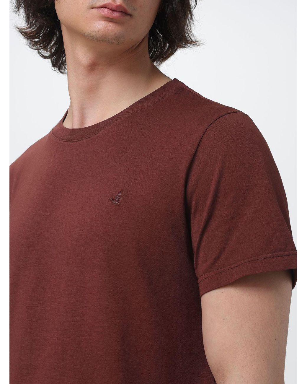 Brooksfield Red Cotton Crew Neck T-Shirt for men