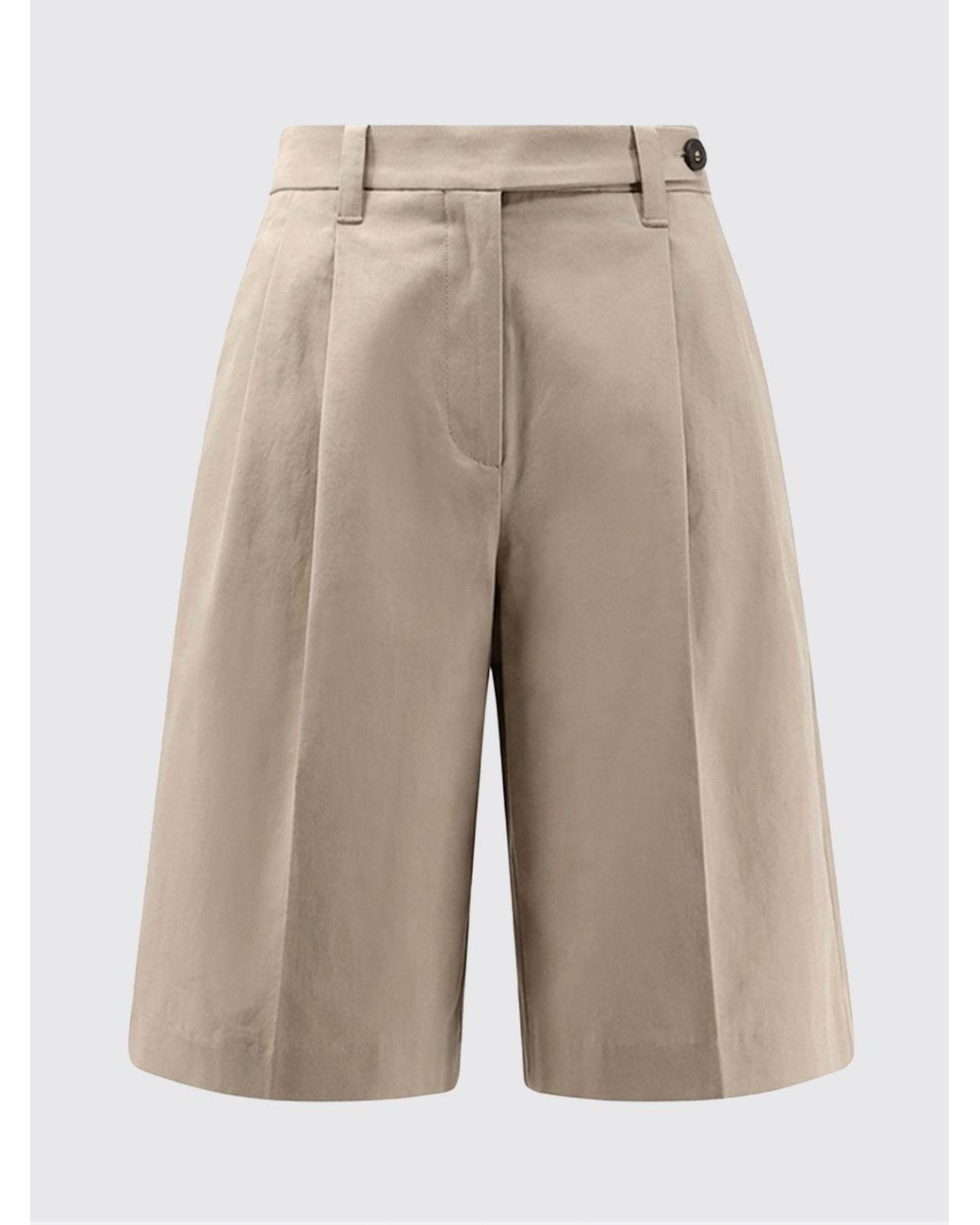 Brunello Cucinelli Natural Cotton And Linen Tailored Shorts