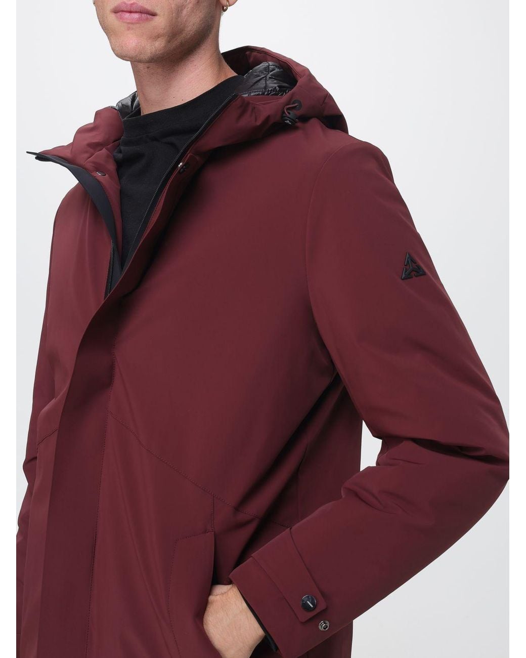 Heskimo Purple Short Windproof Stretch Nylon Parka With Padded Hood for men