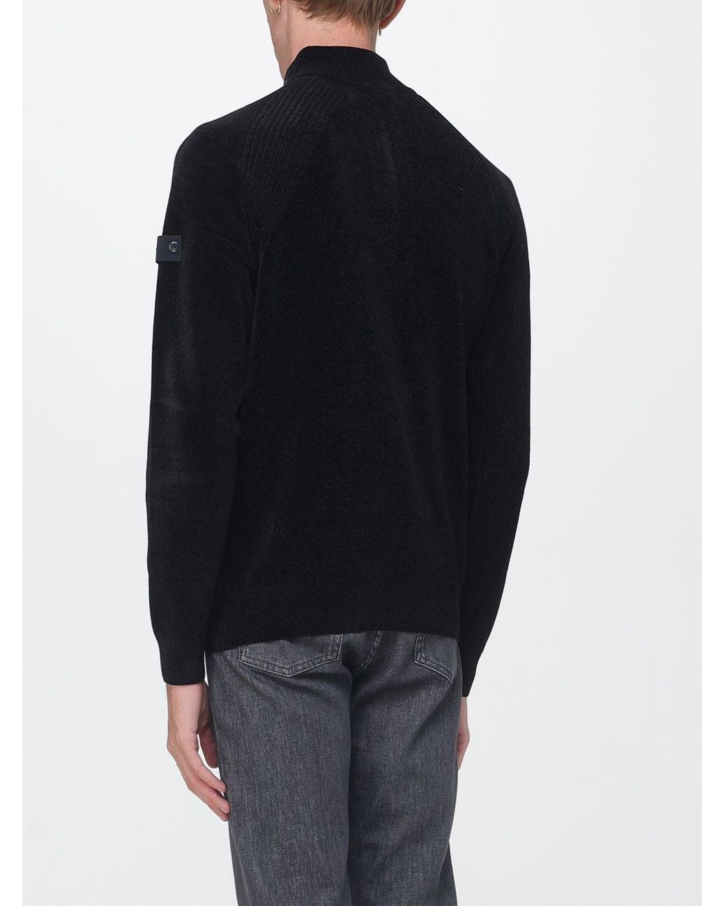 Peuterey Blue Chenille Velvet Turtleneck Jumper With Half-Zip And Dropped Shoulders for men