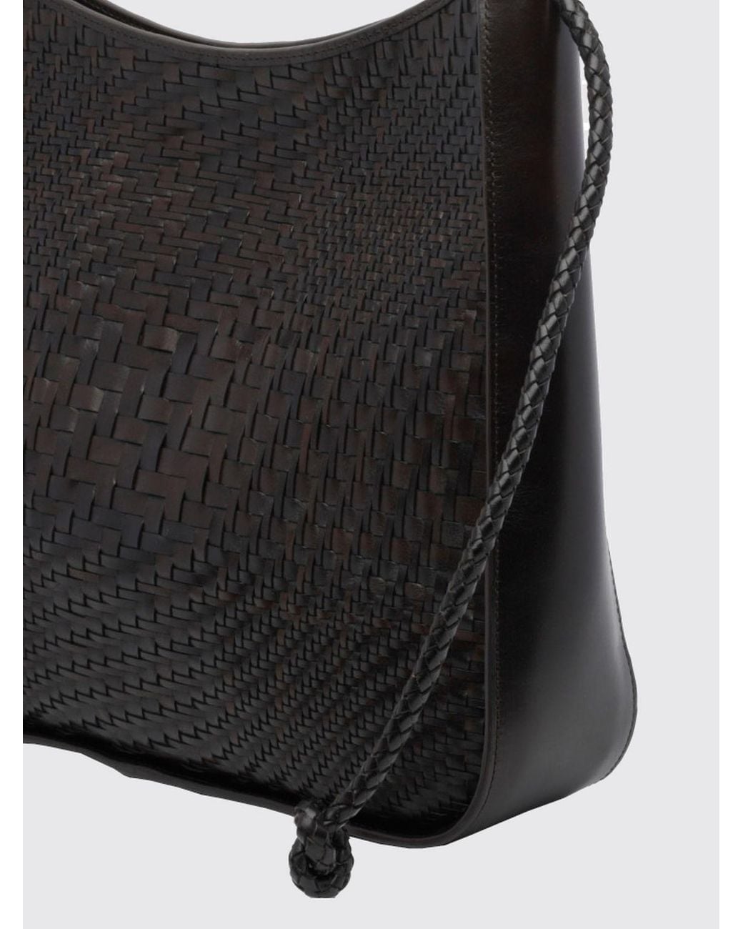 Dragon Diffusion Black Woven Leather Tote Bag With Single Handle
