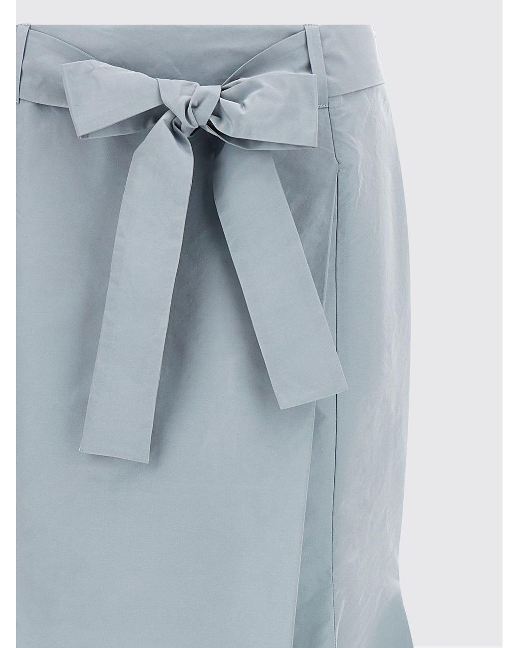 Pinko Blue Flared Taffeta Midi Wrap Skirt With High Waist And Tie Belt