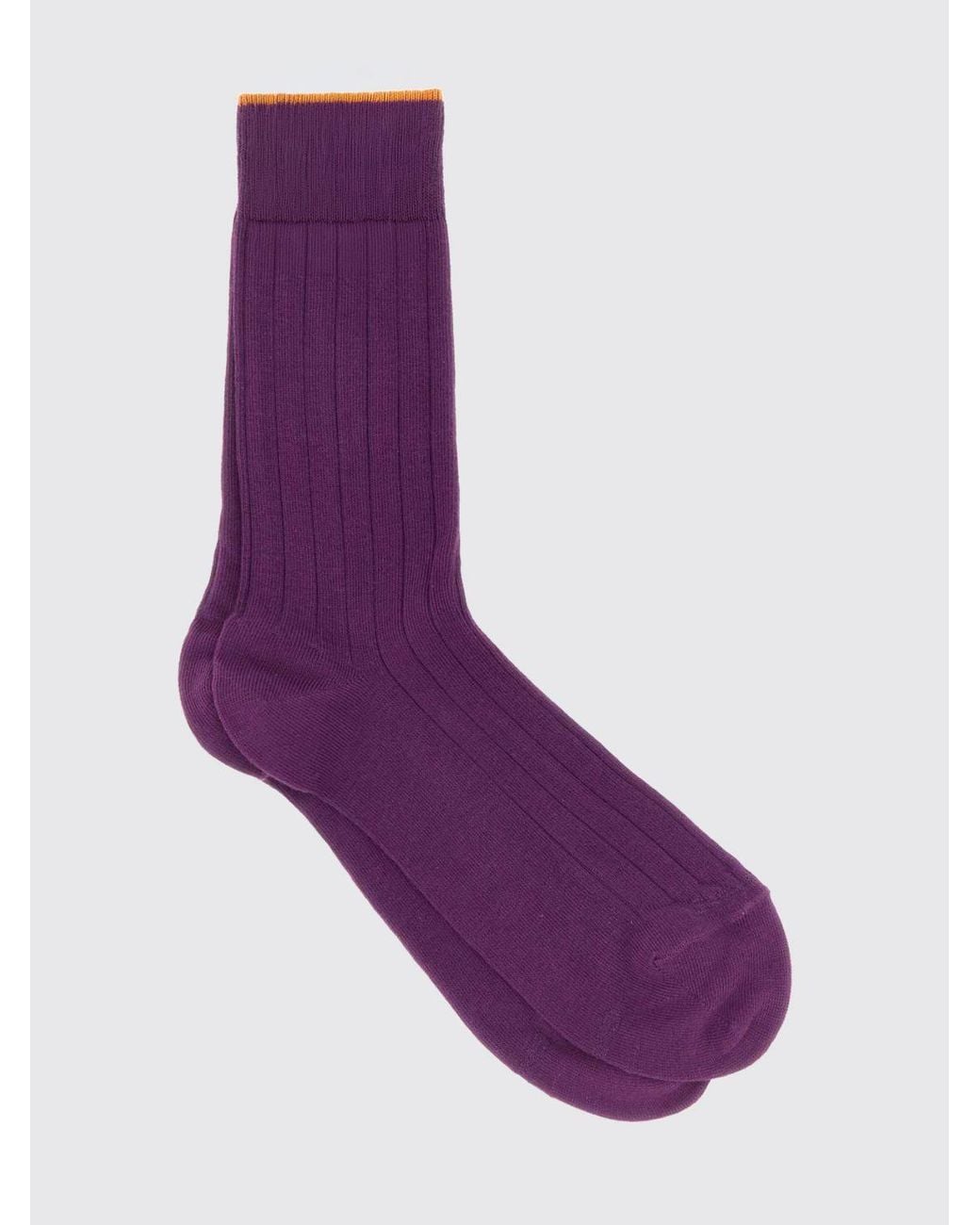 Gallo Purple Ribbed Crew Socks for men