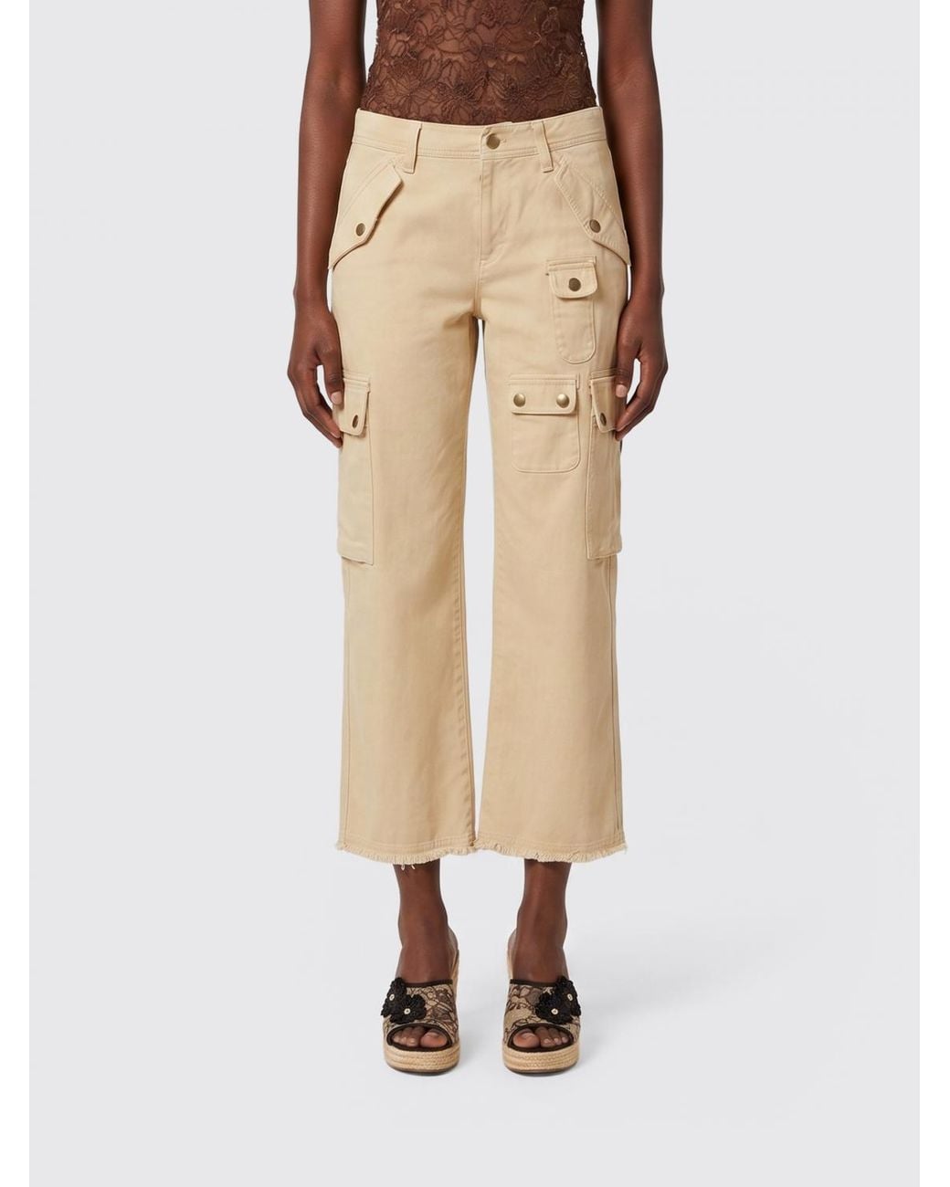 Isabel Marant Natural Josine Cotton Cargo Trousers