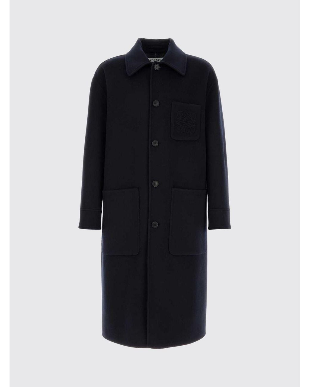 Loewe Blue Single Breasted Wool And Cashmere Coat for men
