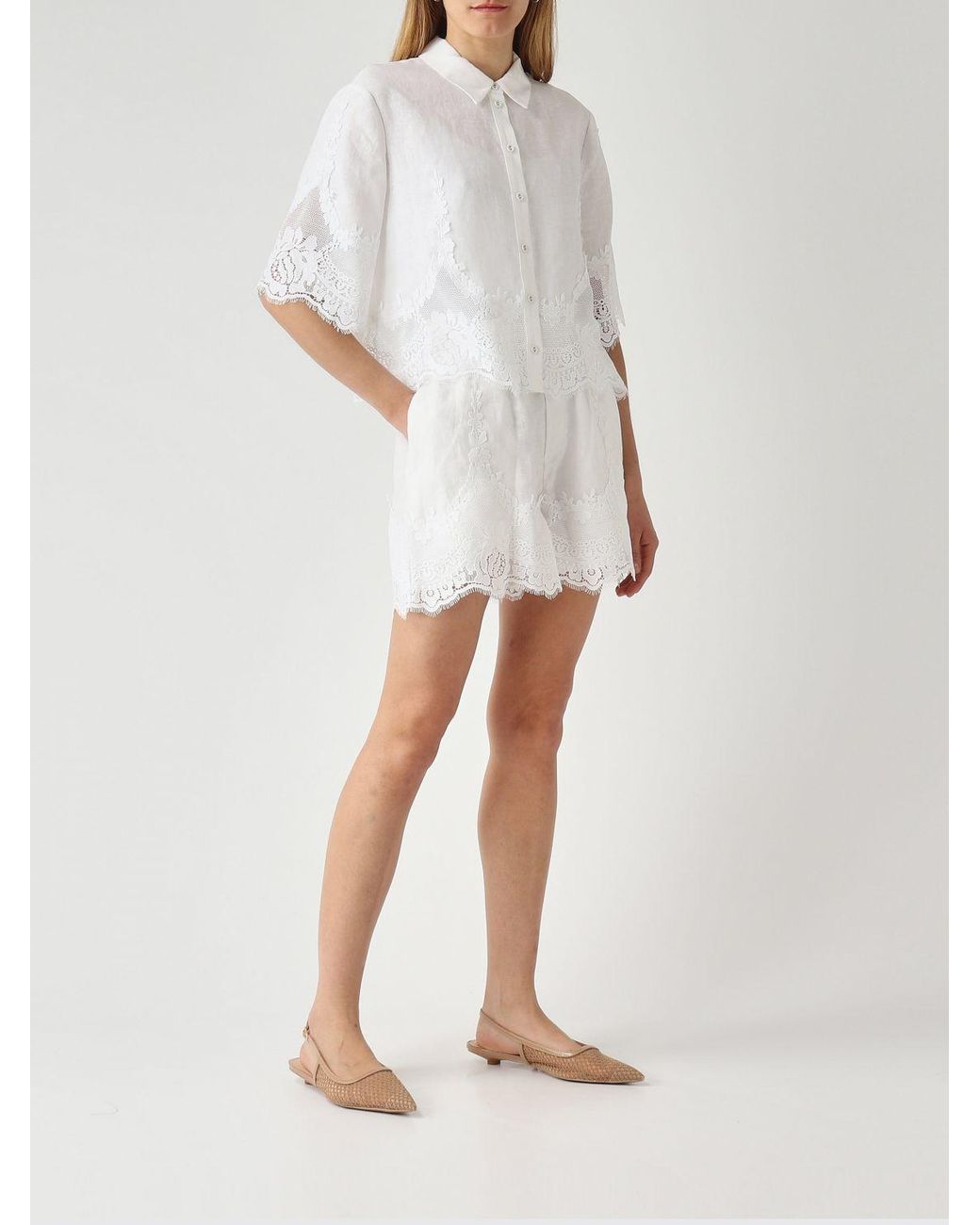 Twinset White Linen Shorts
