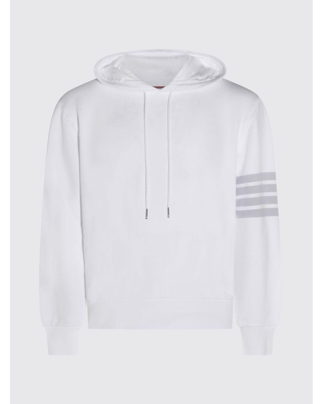 Thom Browne White Cotton Hoodie for men