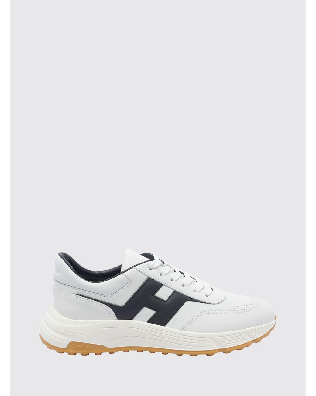 Hogan White Hyperlight Smooth Calf Leather Sneakers With Side H Logo for men