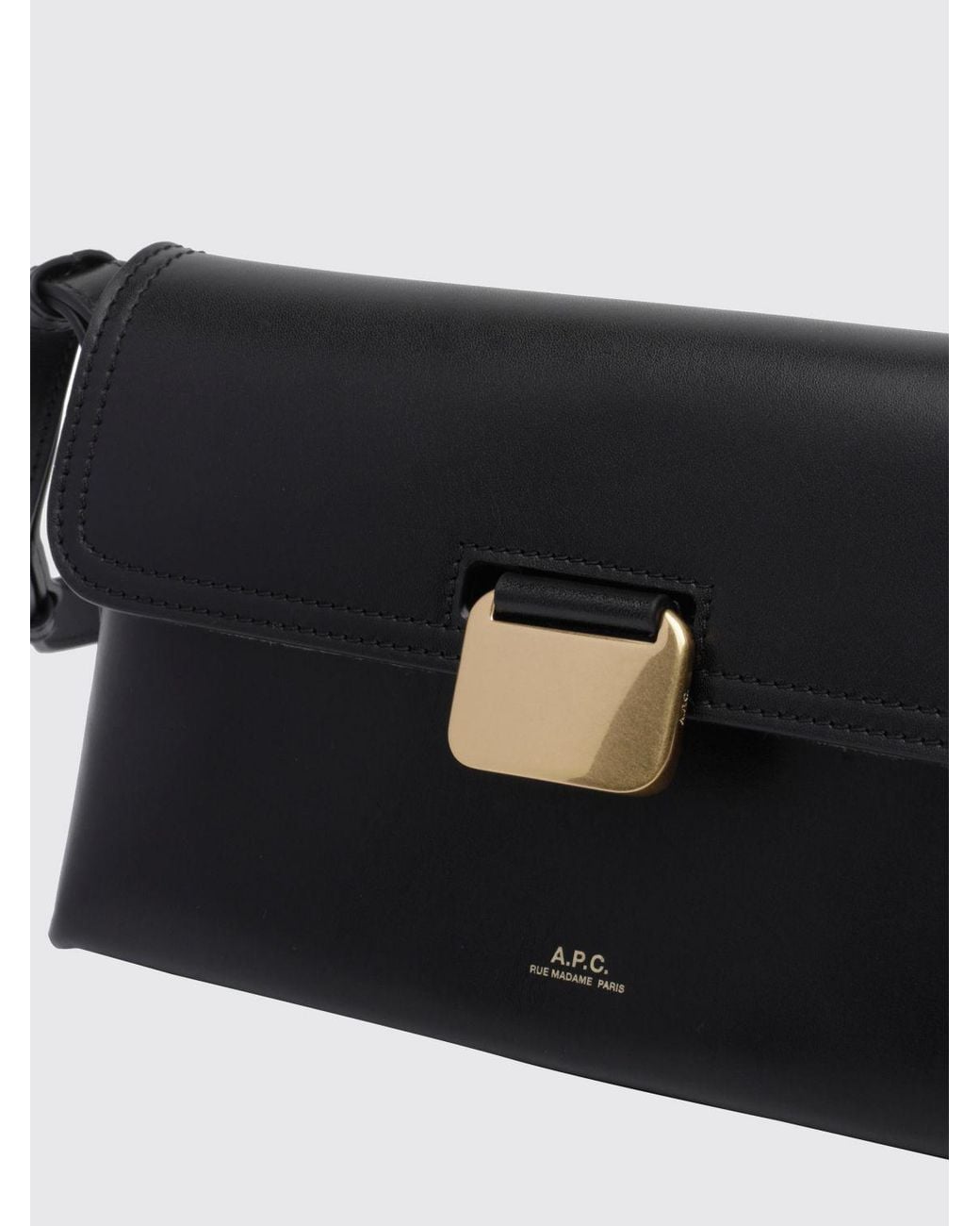 A.P.C. Black Simone Small Calf Leather Crossbody Bag With Flap
