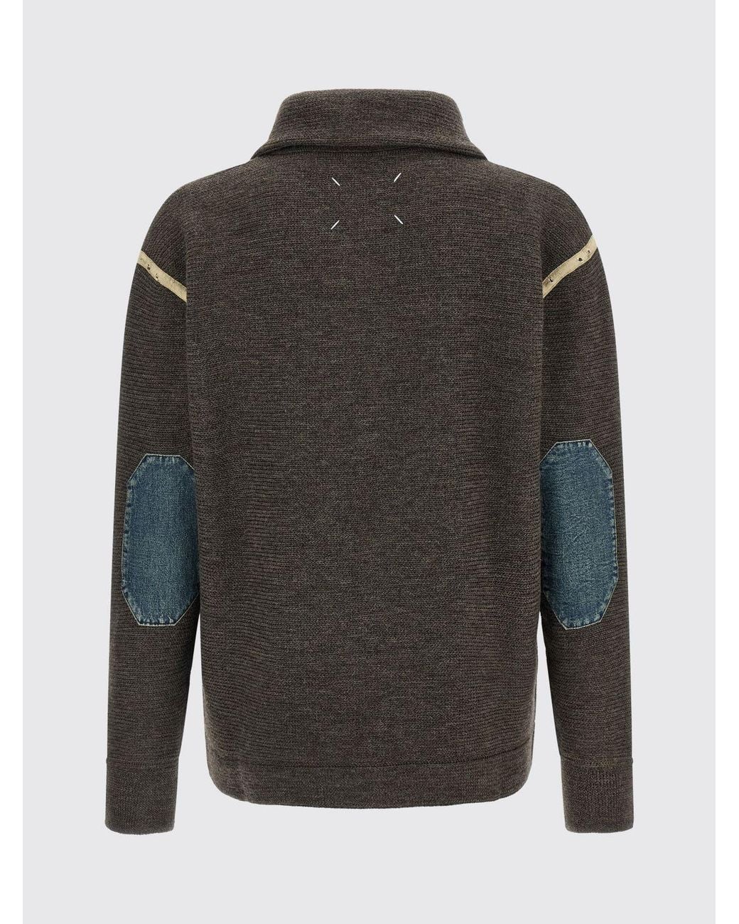 Maison Margiela Gray Pure Wool Jumper With Sailor Collar And Half-Zip for men
