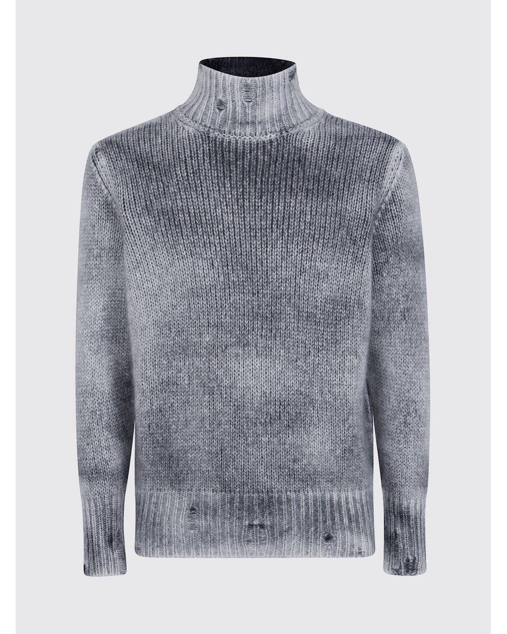 Avant Toi Gray Abstract Pattern Cashmere And Silk Turtleneck Jumper for men