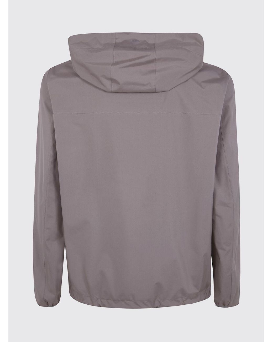 Herno Gray Breathable Microfiber Hooded Windbreaker Jacket for men