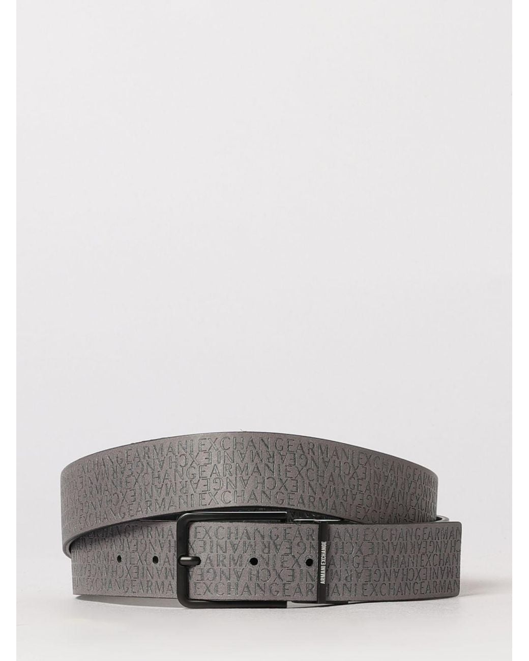 ARMANI EXCHANGE Blue Reversible Classic Belt With All-Over Logo for men