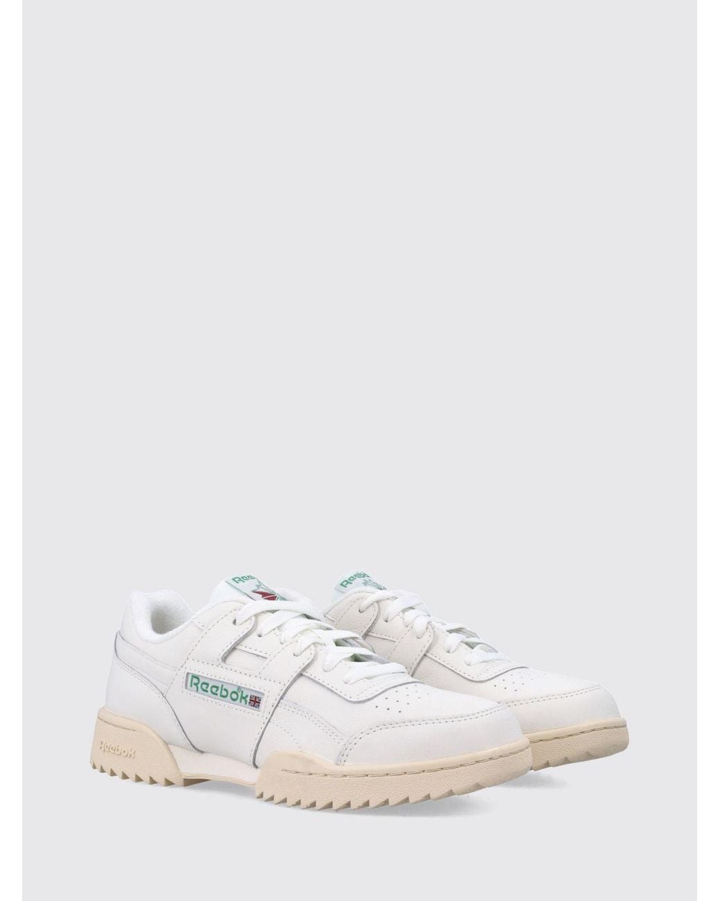 Reebok White Workout Plus Ripple Smooth Leather Sneakers With Ripple Sole for men