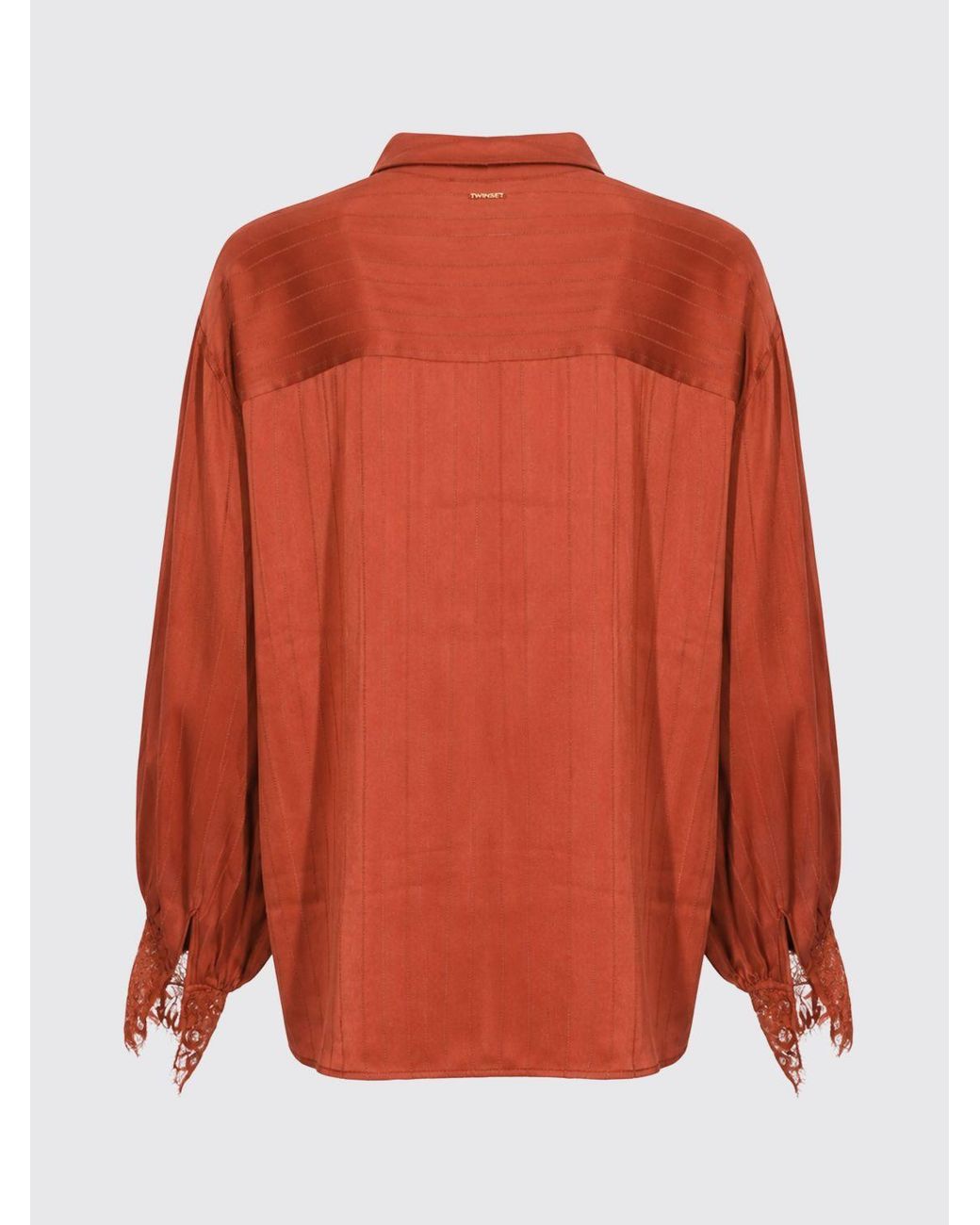 Twinset Viscose Shirt With Lace Inserts And Flared Cuffs