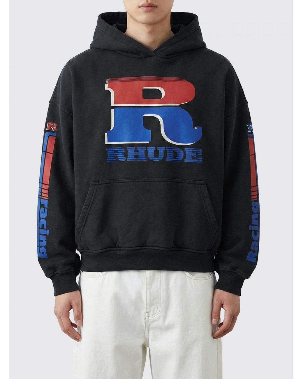 Rhude Black Cotton Hoodie for men