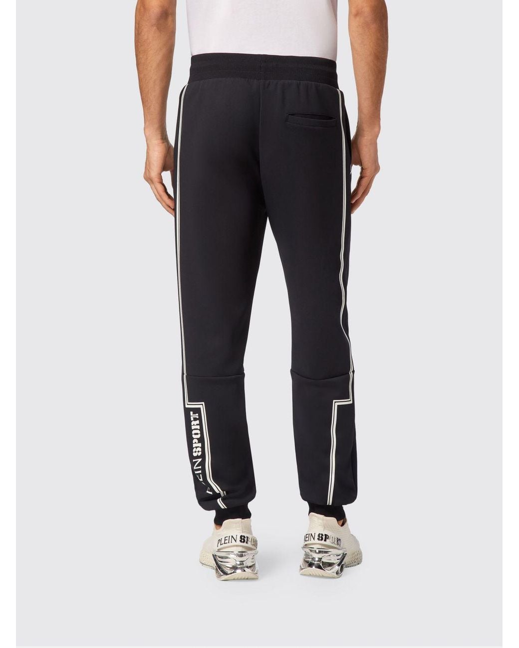 Philipp Plein Black Slim Fit Jersey Jogging Trousers With Drawstring And Logo for men