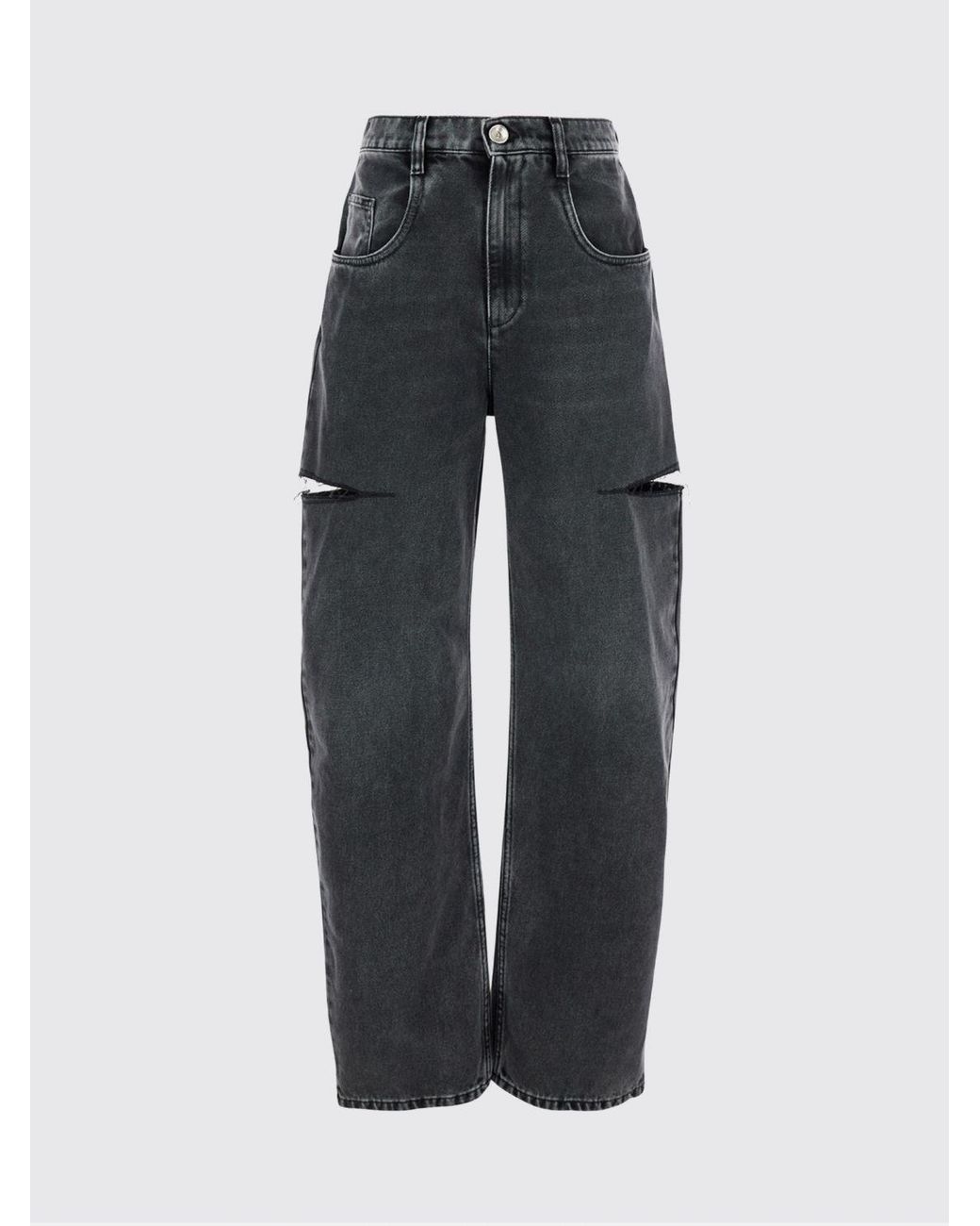 Maison Margiela Black High-Waisted Wide-Leg Distressed Denim Jeans