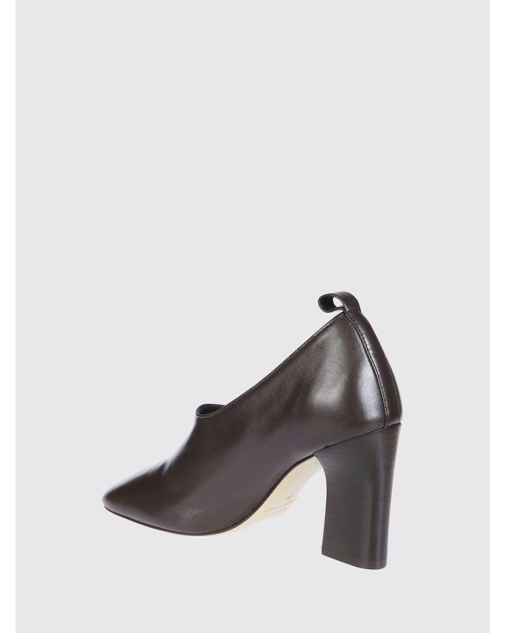 Soeur Gray Leather Pumps With High Block Heel And Rounded Toe