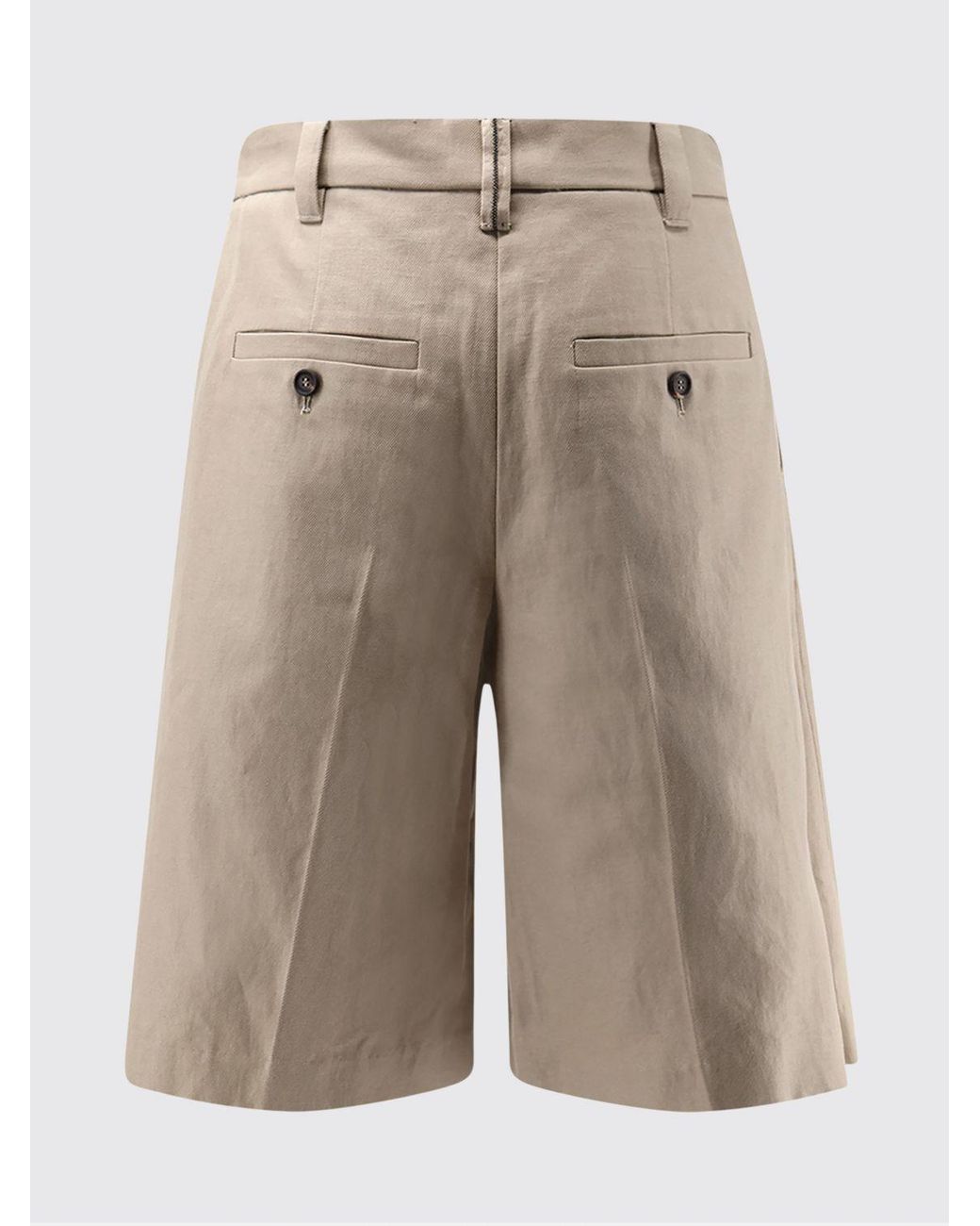 Brunello Cucinelli Natural Cotton And Linen Tailored Shorts