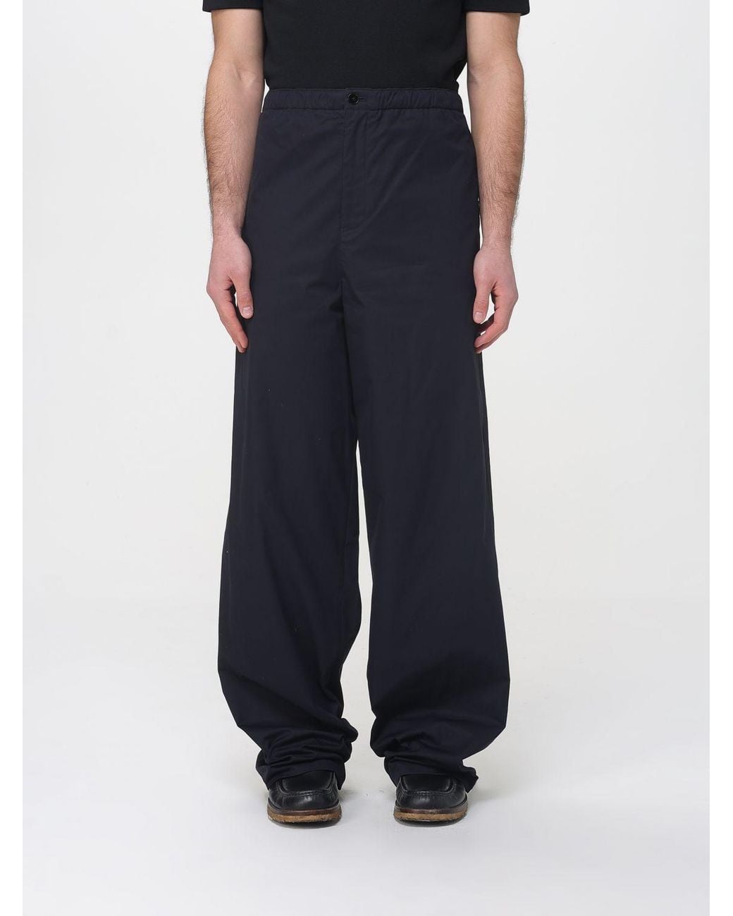 Jil Sander Blue Wide Leg Cotton Trousers for men