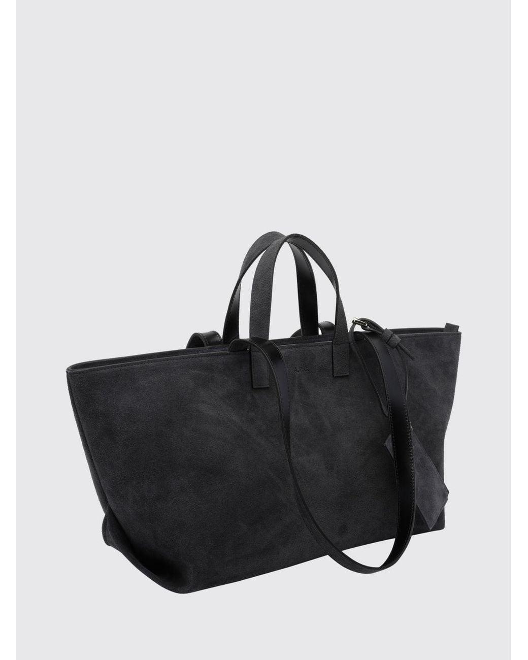 A.P.C. Black Le Drummer Large Suede Tote Bag With Four Handles