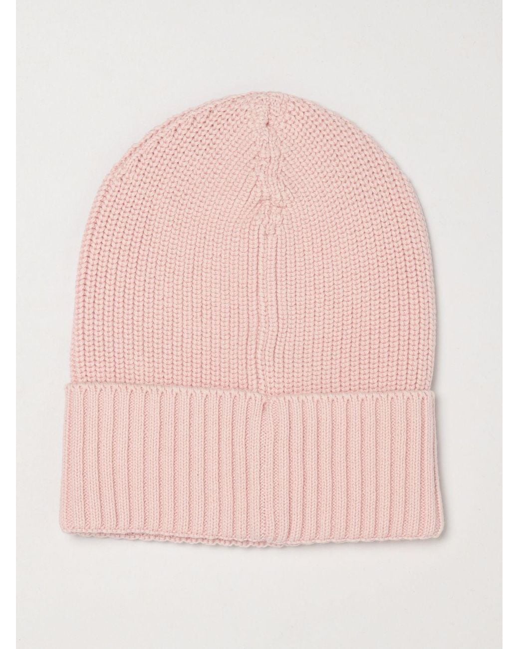 DISCLAIMER Pink Knitted Cotton Beanie With Embroidered Logo And Cuff for men