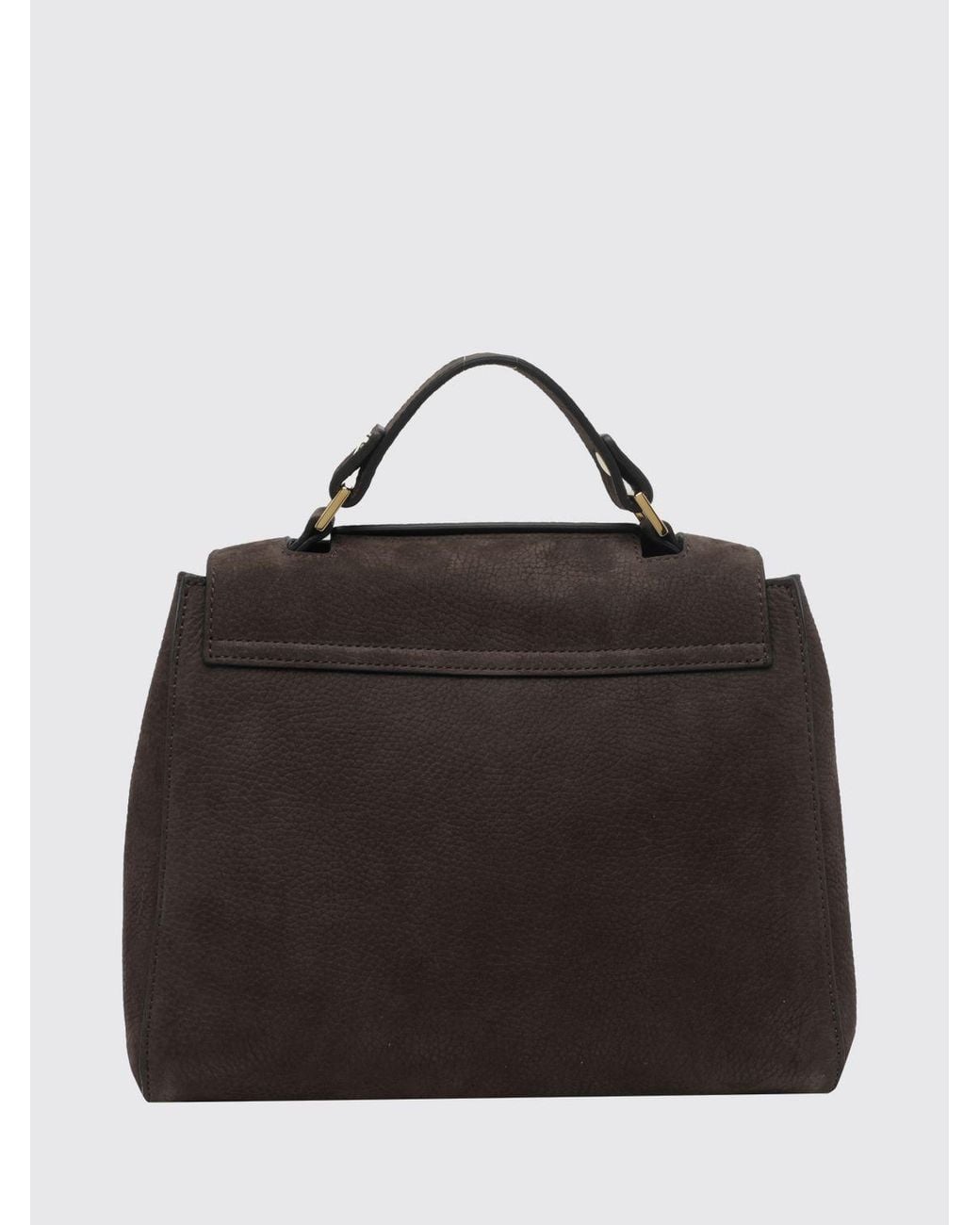 Orciani Black Sveva Hammered Leather Handbag With Removable Shoulder Strap