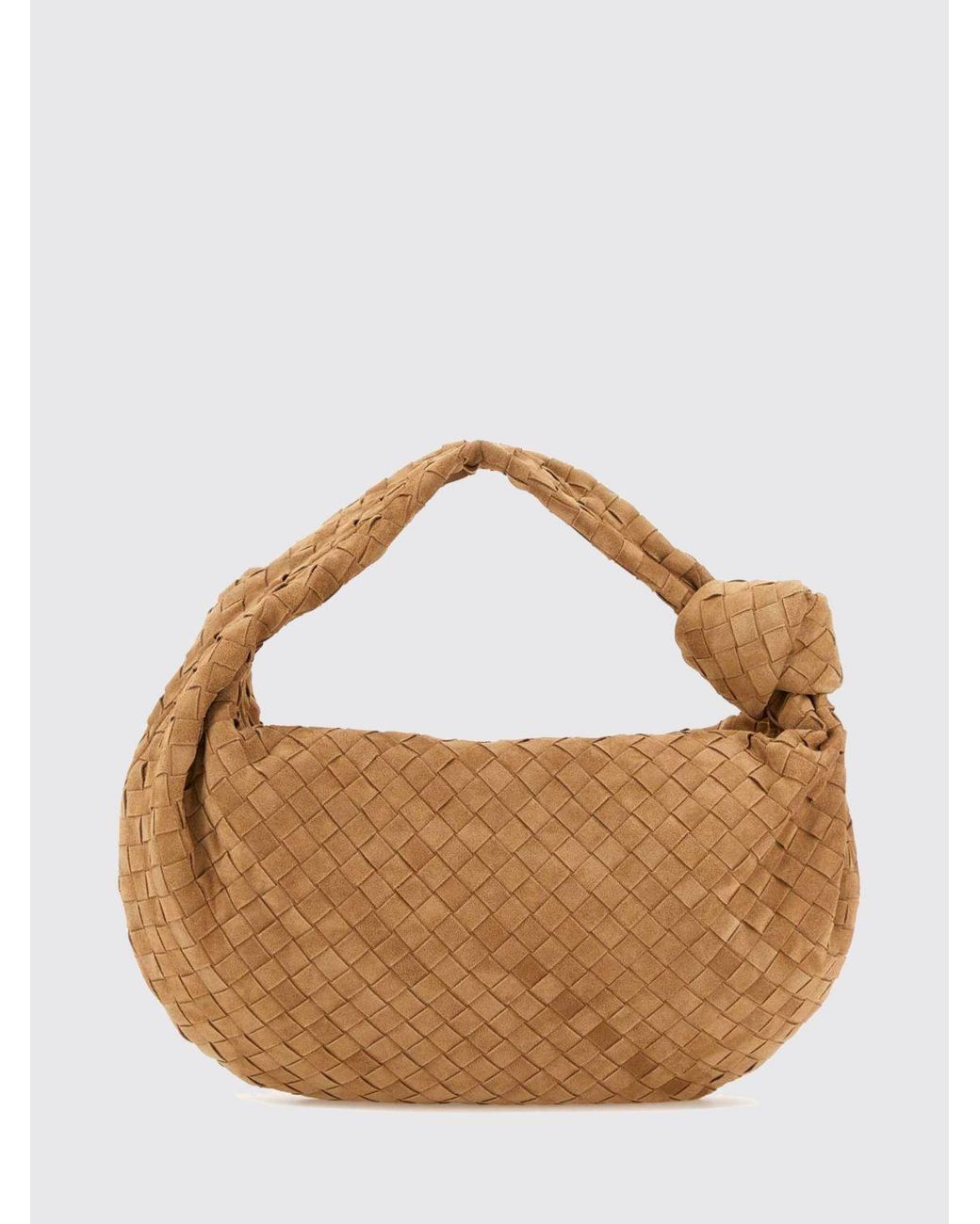 Bottega Veneta Brown Jodie Intrecciato Calf Leather Shoulder Bag With Knot