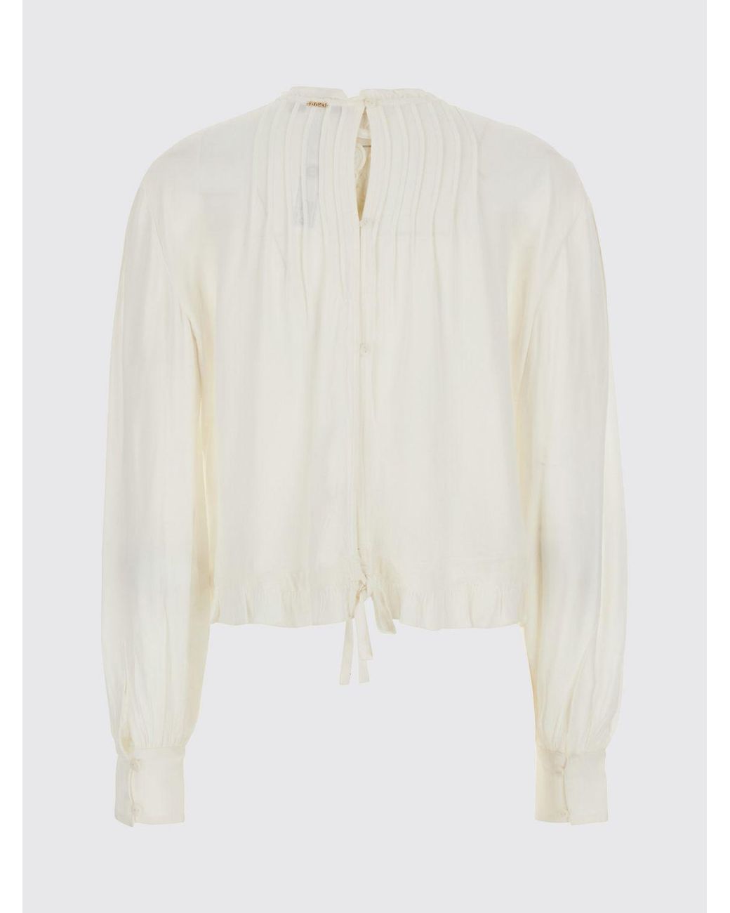 Twinset White Long-Sleeved Viscose Blouse With Floral Print Details