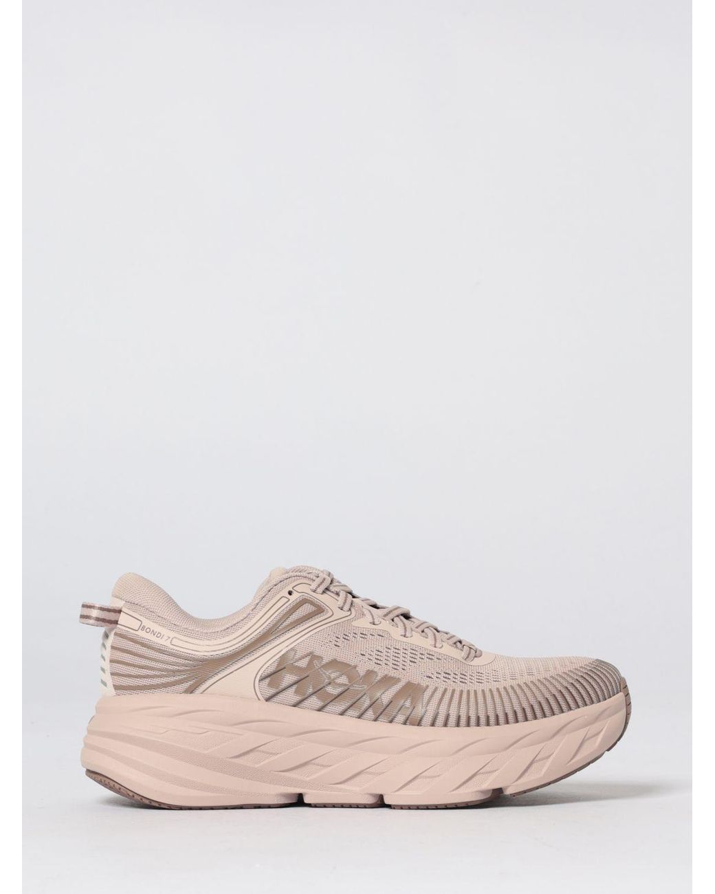Hoka One One Pink Bondi 7 Technical Mesh Sneakers
