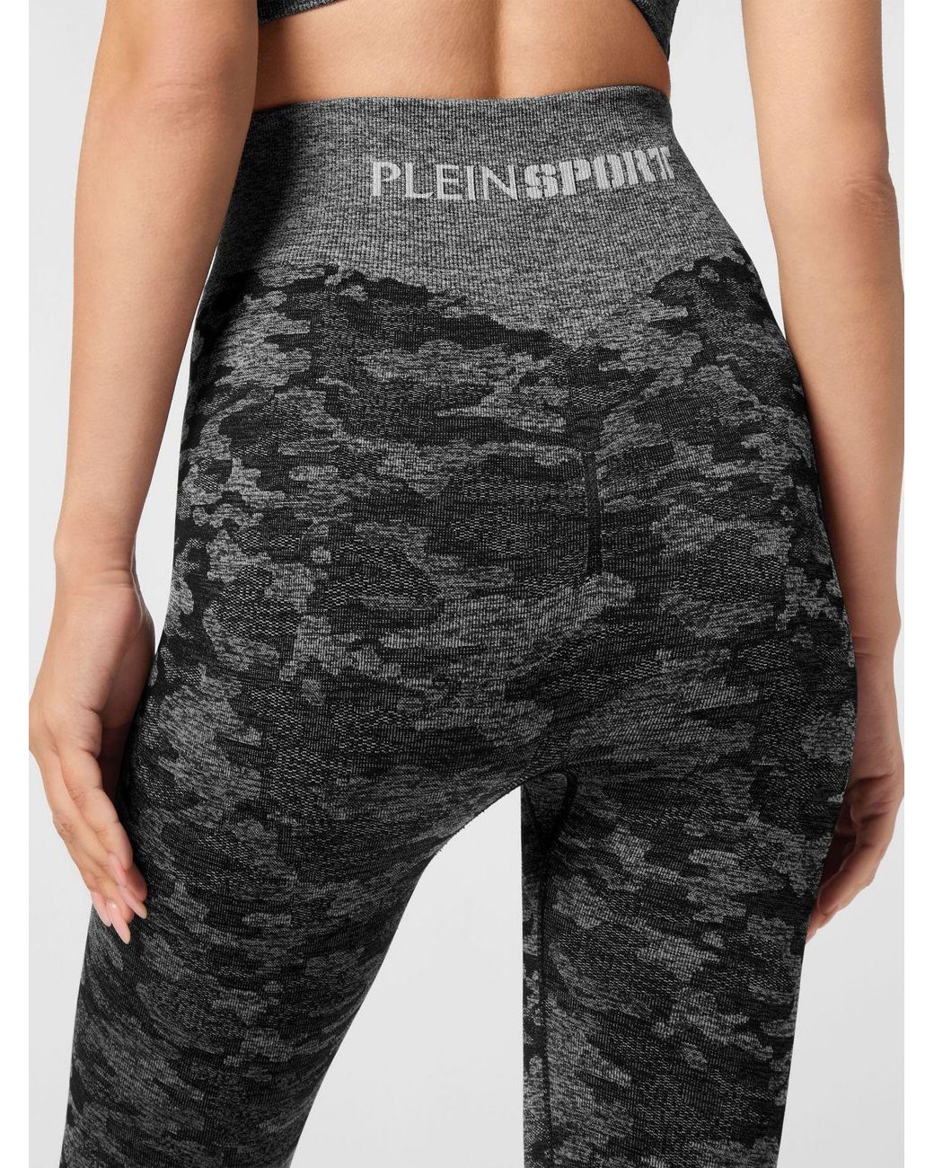 Philipp Plein Black High-Waisted Camouflage Print Leggings