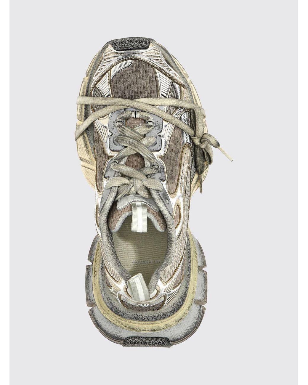 Balenciaga White 3Xl Used Laminated Mesh And Rubber Sneakers