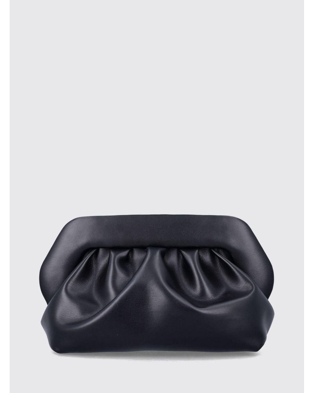 THEMOIRÈ Blue Themoir&Egrave Bios Draped Vegan Leather Clutch Themoiré With Strap