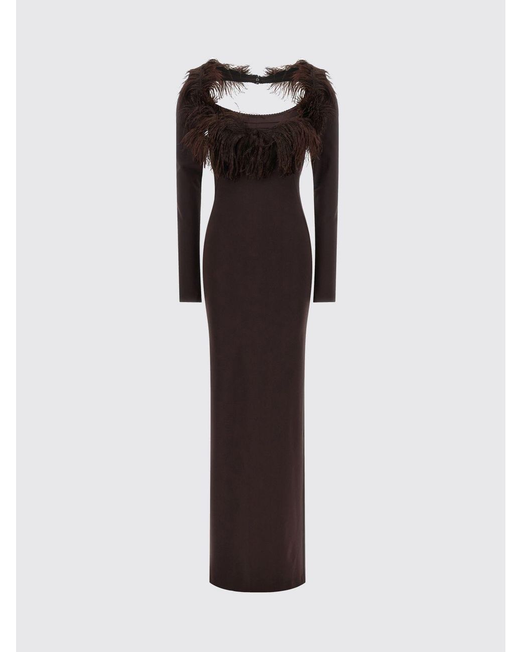The Attico Red Feather-Embellished Leather Long Evening Gown