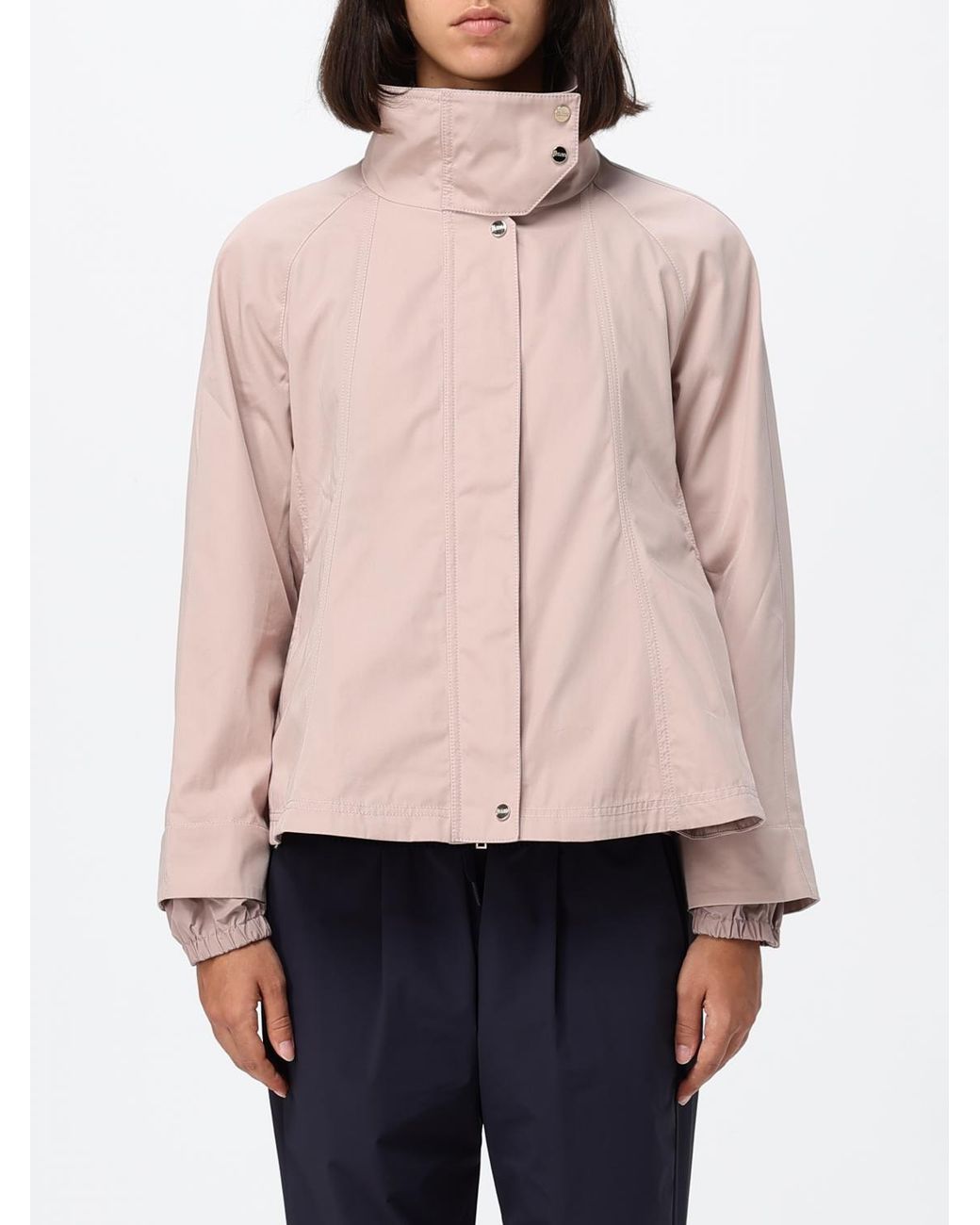 Herno Pink Short Water-Repellent Cotton Windbreaker Jacket With High Neck