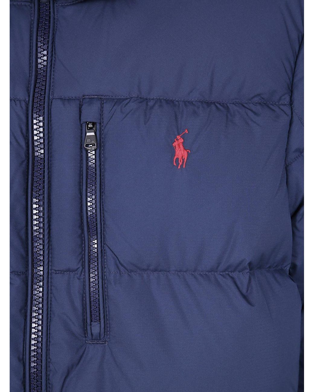 Polo Ralph Lauren Blue Gorham Quilted Nylon Hooded Down Jacket With Pony Logo for men