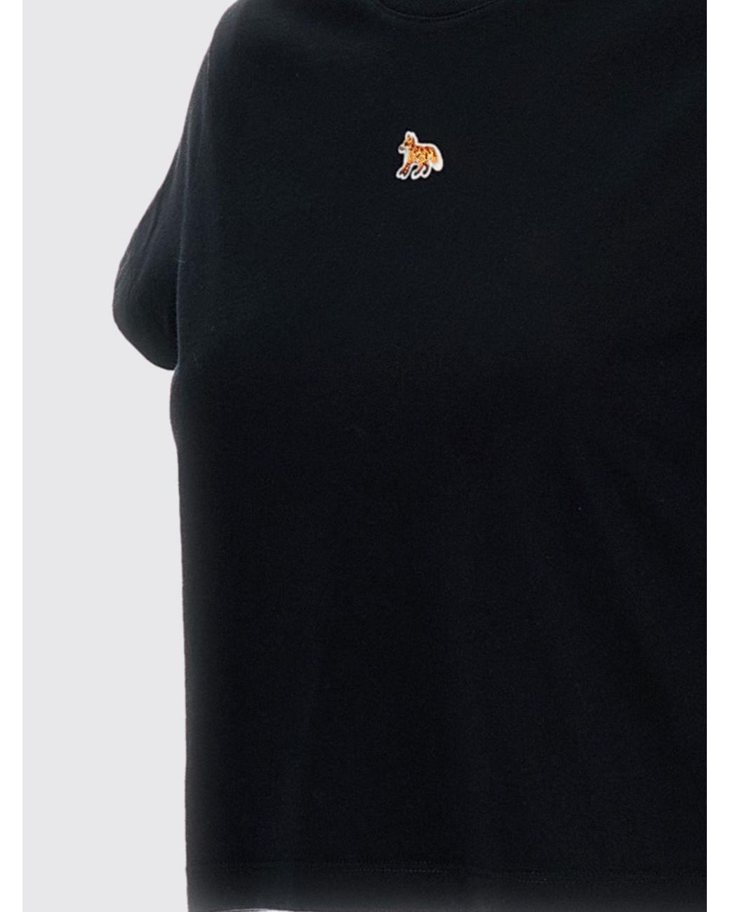 Maison Kitsuné Blue Maison KitsunÉ Cotton Crop T-Shirt With Logo