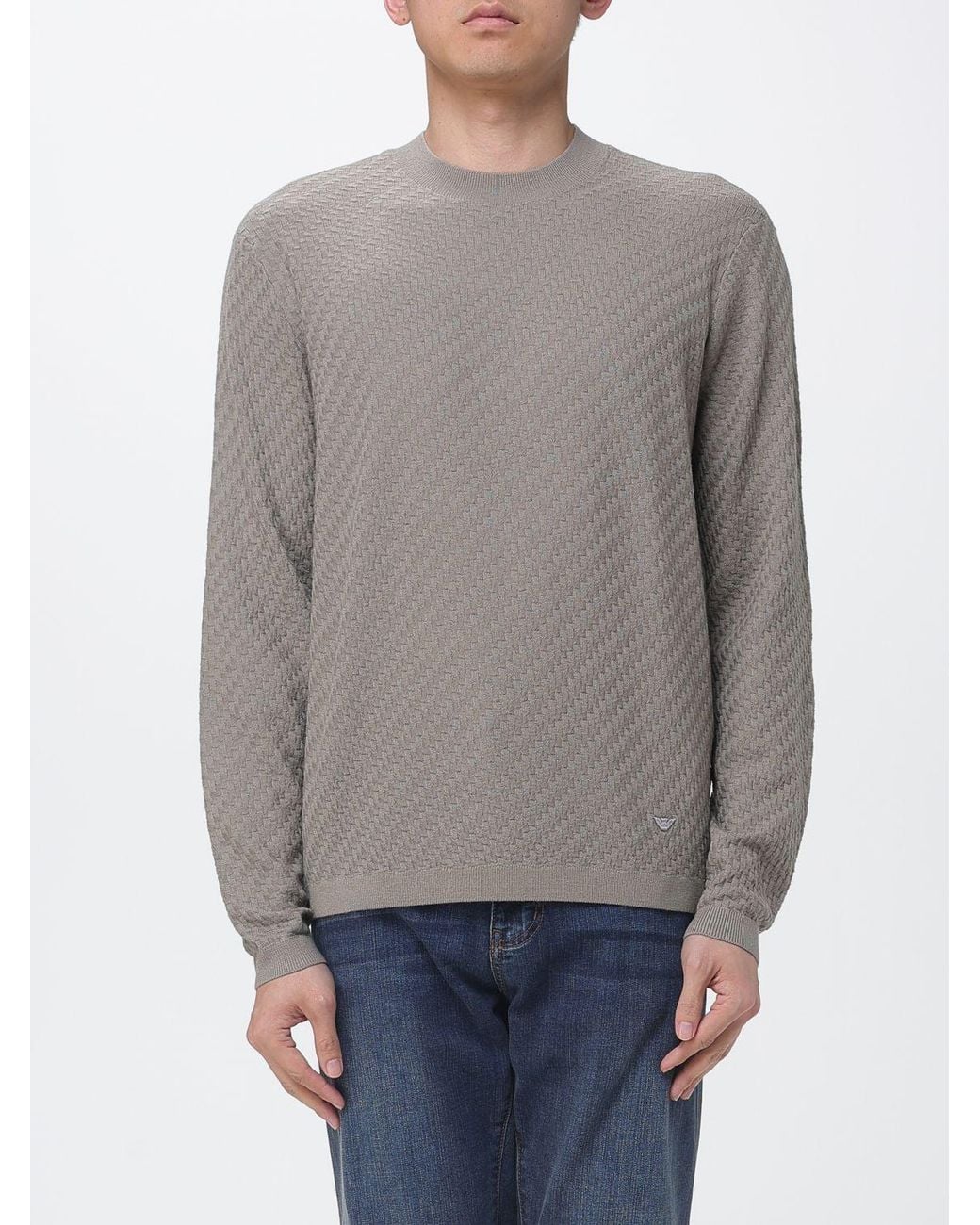 Emporio Armani Gray Basic Crew-Neck Jumper for men