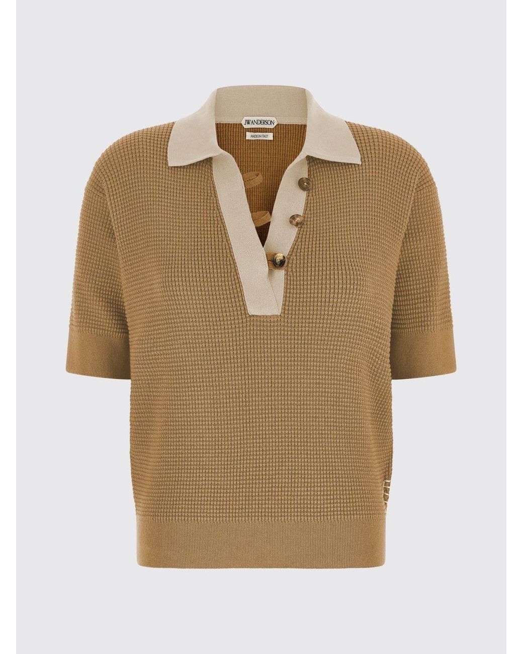 J.W. Anderson Natural Cotton And Cashmere Knit Polo Shirt With Ribbed Trims