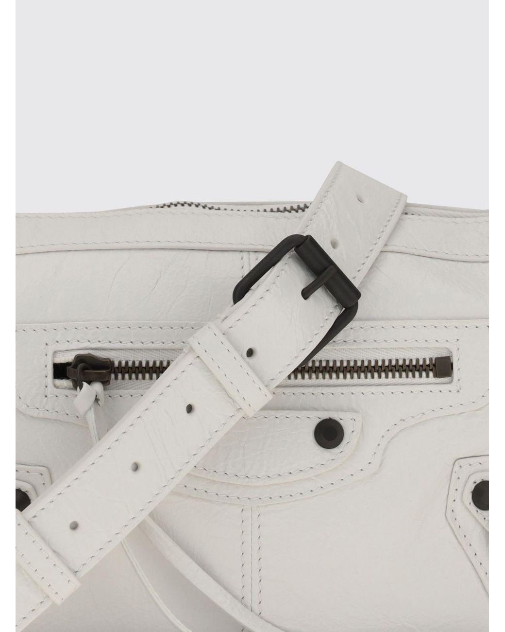 Balenciaga Natural Le City Moto Studded Arena Lambskin Mini Bag