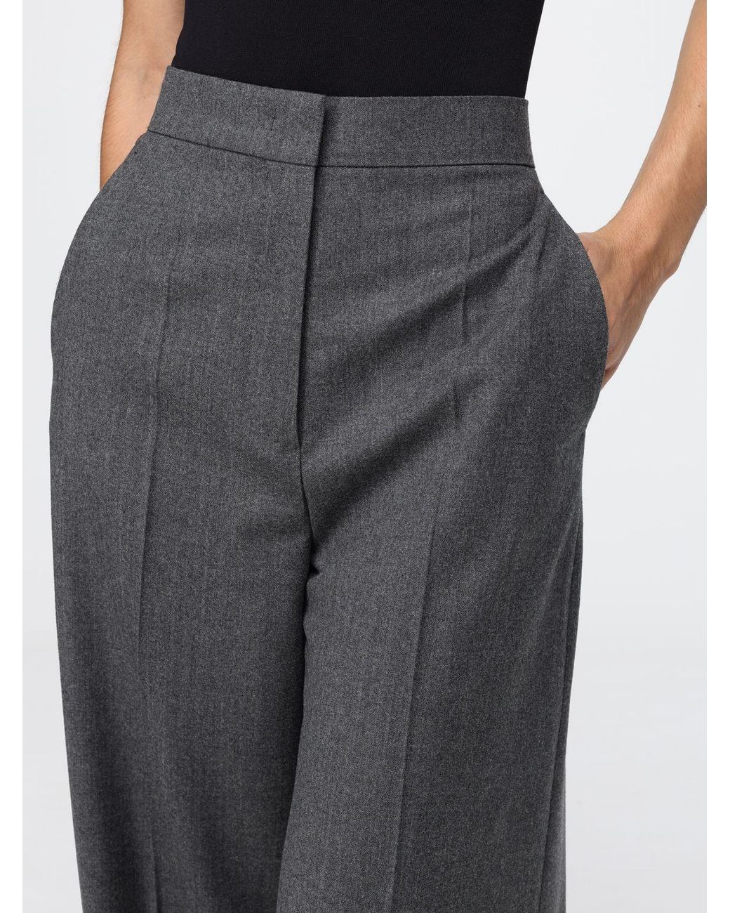 Max Mara Black High-Waisted Flared Crêpe Trousers With Slash Pockets