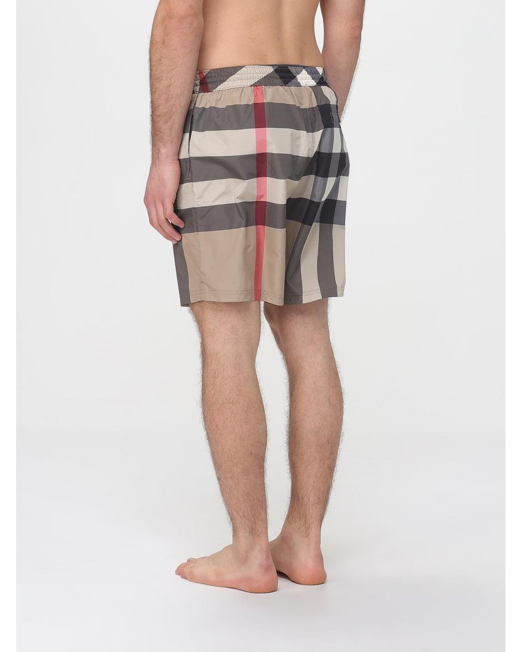 Burberry Natural Check Print Polyester Swim Trunks for men