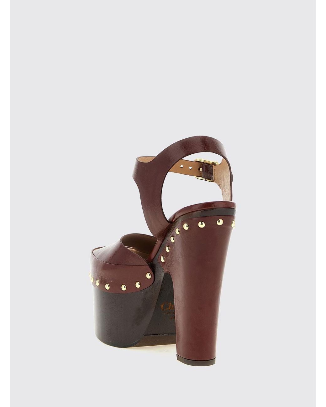 Chloé Brown ChloÉ Meret High-Heel Calfskin Leather Sandals With Platform And Strap