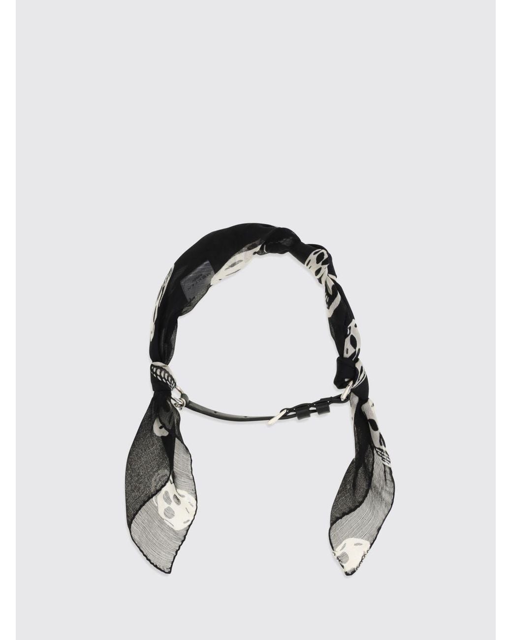McQueen Black Skull Charm Silk And Leather Bracelet