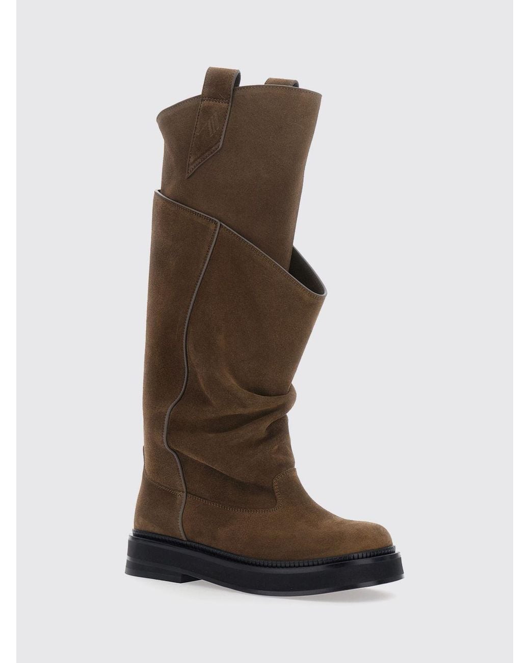 The Attico Brown New Robin Passeggiata Suede Knee-High Biker Boots