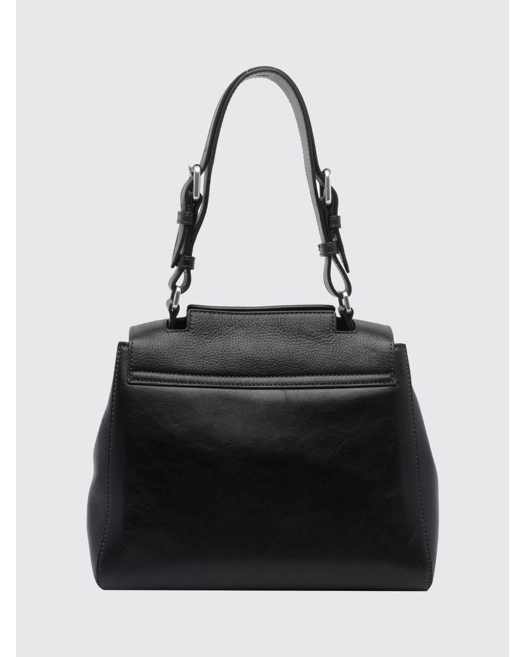 Orciani Black Sveva Small Calf Leather Handbag With Adjustable Handle And Strap